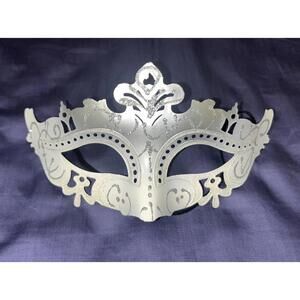 Costume Masquerade Ball Mask White & Silver Glitter Disguise Unbranded Halloween